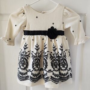 Youngland Cream Dress with Black Embroidery